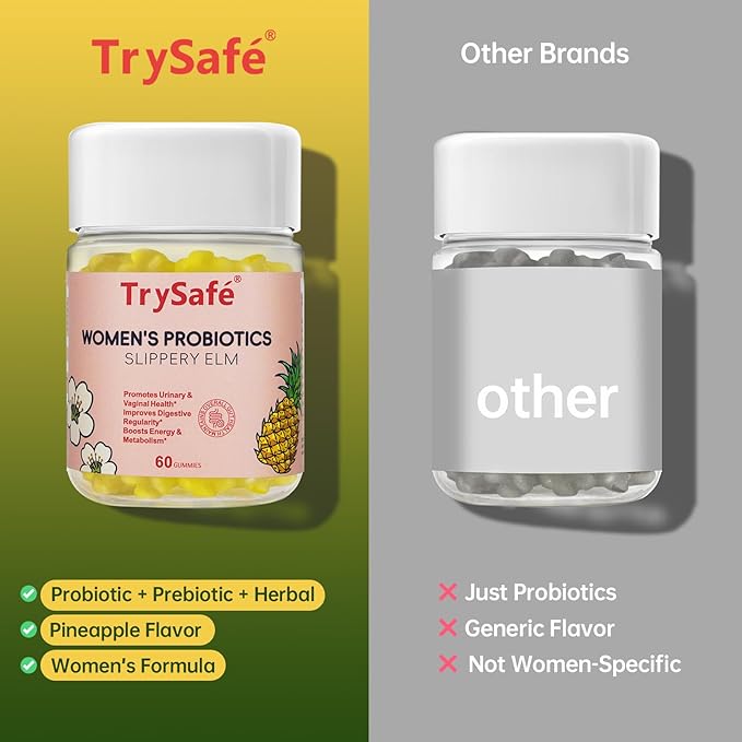 Women's Probiotic Gummies, Pineapple Flavor - 3B CFU Bacillus Coagulans with Lnulin, Dandelion Root & Slippery Elm - Support Gut Health & Digestive Balance, 60 Gummies