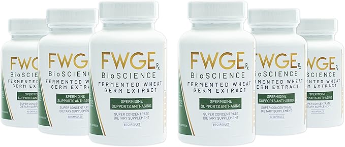 Spermidine Longevity and Cellular Health - Fermented Wheat Germ Extract, Autophagy Inducer, Holistic, Non-GMO, Gluten-Free, Sugar-Free, Vegan, Antioxidant, Natural, 360 Capsules (6 Bottles)