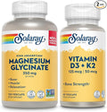 SOLARAY Magnesium Glycinate and Vitamin D3 K2 Bundle - High Absorption Chelated Magnesium Bisglycinate and 5000 IU Vitamin D - 120 VegCaps (30 Servings) of Magnesium, 60 VegCaps (60 Servings) of D3 K2