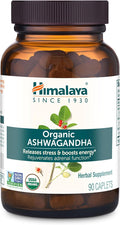 Himalaya Organic Ashwagandha Root, 90 Day Supply - Herbal Adrenal Support Supplements for Stress Relief and Energy Support - USDA Organic, Non-GMO, Vegan, Gluten Free, No Additives, 670 mg, 90 Caplets