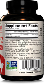 Jarrow Formulas Maximum Strength Methyl B-12 5000 mcg Dietary Supplement - 90 Cherry Chewable Tablets - Bioactive Vitamin B-12 - Supports Cellular Energy Production, Sleep & Brain Health (Pack of 12)