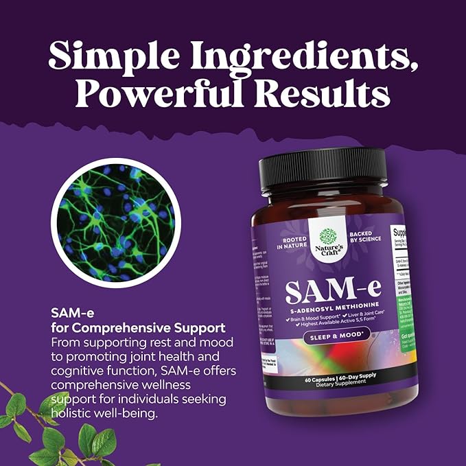 Bundle of Nootropic Brain Supplement - Mental Health & Clarity with VIT A B6 Riboflavin Niacin Thiamin Folate and Sam-E 200mg Mood Support Supplement - S-Adenosyl Methionine for Natural Relaxing Mood