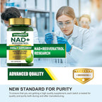 NAD+ Supplement 2000 mg - 120 Capsules True NAD+ & Resveratrol, NMN Alternative Supports Anti-Aging, Cellular Energy & Repair, Metabolism & Brain Boost for Men & Women