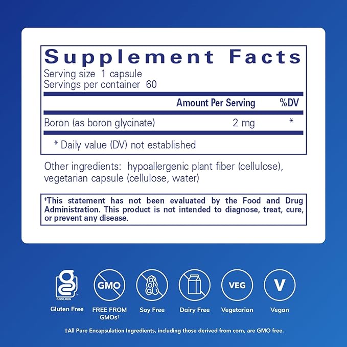 Pure Encapsulations Boron (Glycinate) | Supplement for Hormone Balance, Bone Strength and Health, Connective Tissue, and Nutrient Metabolism* | 60 Capsules