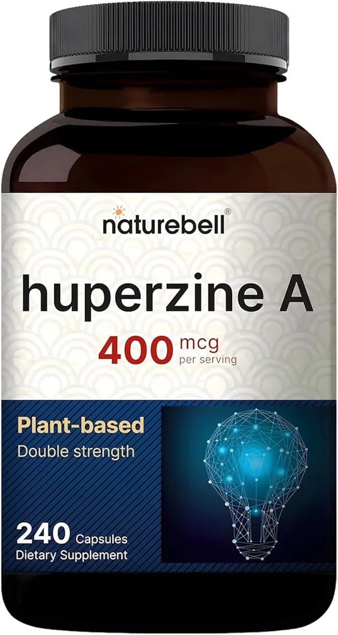 NatureBell Huperzine A 400mcg - 240 Capsules - Brain, Focus & Memory Support* - Plant-Based Nootropic Supplement - Non-GMO & Gluten-Free