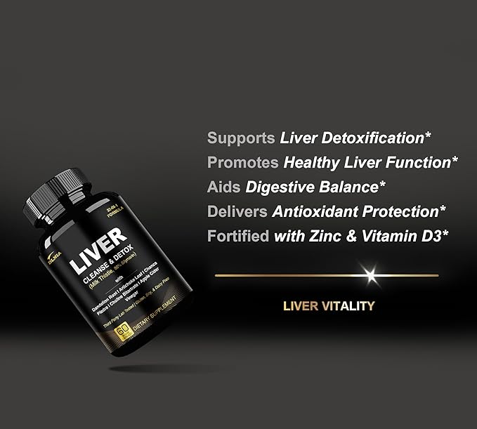 DLNIA 32 in 1 Liver Cleanse Detox & Repair Formula with Apple Cider Vinegar, Milk Thistle Supplement, Artichoke, Dandelion Root Supplement - Non-GMO & Vegan Herbal Liver Support & Repair