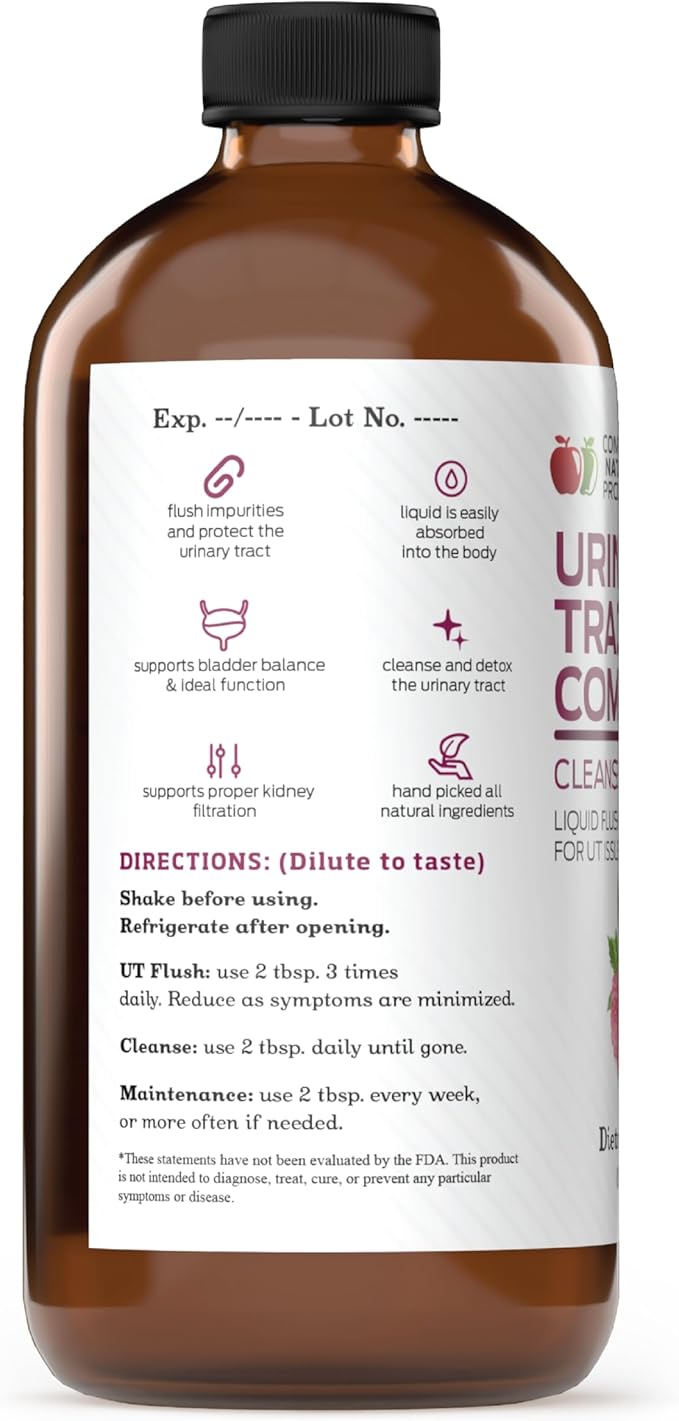 Complete Natural Products Urinary Tract Complete 16oz - Liquid Supplement for Urinary Tract Health with Organic Cranberry, D-Mannose, Beet Root, Fennel Seed, and Turmeric