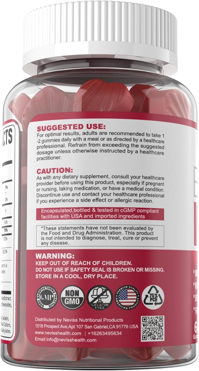 Beet Root Gummies with Iron, Methyl B12, Folate, Vitamin C - Increase Nitric Oxide & Iron Levels, Energy Support, Fight Fatigue, Beetroot & Gentle Iron Supplement, Sugar Free, 60 Counts