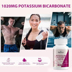 Heivy Potassium Supplement 1020 mg, Potassium Bicarbonate, Supports Electrolyte Balance, Muscle Function & Heart Health, Made in USA, Gluten Free, Non-GMO, 120 Vegetarian Capsules