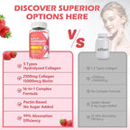 2 Pack Multi Collagen Peptides Gummies for Women & Men, Ultra Hydrolyzed Protein Type I II III V X with Biotin, Hyaluronic Acid & Vitamin C D K2 B12 A E for Skin Hair Nails, Bone, Sugar Free 120Cts