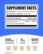 BulkSupplements.com Vitamin B5 Powder - as Calcium Pantothenate, B5 Vitamins - Gluten Free, 500mg of Vitamin B5 Pantothenic Acid per Serving, 5kg (11 lbs) (Pack of 5)