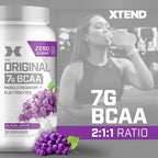 Xtend Original BCAA Powder, 7g BCAAs and 2.5g L-Glutamine for Muscle Recovery Hydration and Lean Muscle, Sugar Free Intra and Post Workout Drink with Electrolytes, Glacial Grape, 90 Servings