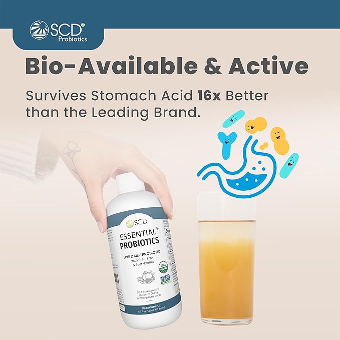 SCD Probiotics SCD Essential Probiotics for Women, Men, Kids and Toddlers, Travel Probiotic for Digestion and Immunity, Gut Health Liquid Probiotic Supplement, Trial Size – 3 fl oz