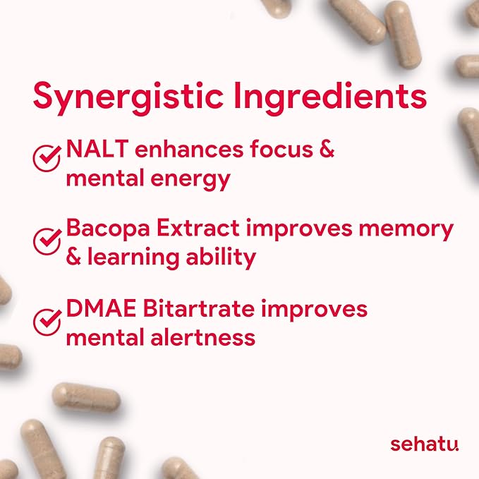 Focus Plus Cognitive Performance Enhancer | with N-Acetyl L-Tyrosine, DMAE Bitartrate, GABA, Glutamic Acid | Boosts Focus, Enhances Memory, Supports Brain Health | 60 Count | 30 Day Supply
