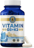 Vykee Nutrition Vitamin D3 K2 Complex - High Potency 140 mcg D3 Vitamin and 110mcg Vitamin K2 (MK-7) - Vegan Supplement for Bone and Heart Support, Non-GMO, Gluten-Free - 120 Count
