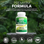 Best Naturals Alpha Lipoic Acid 600 mg 60 Capsules - ALA Powerful Antioxidant (60 Count (Pack of 1))