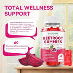 Beetroot Gummies with Grape Seed, Niacin, CoQ10, Vitamin C, B12, L-Citrulline & L-Arginine, Antioxidant Support, Sugar-Free Beet Root Supplement for Women & Men, 120 Count
