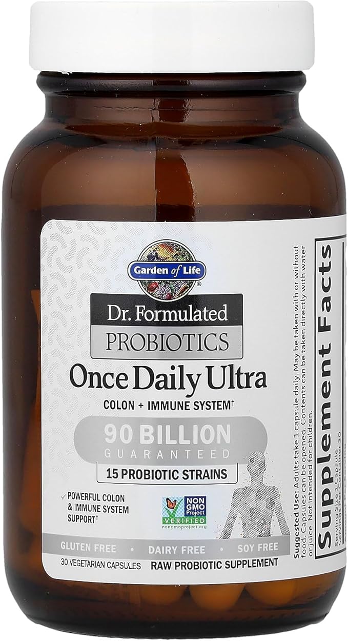 Garden of Life Dr. Formulated Probiotics Once Daily Ultra - 90 billion CFU - Daily Probiotic for Colon & Immune Support - 30 Vegetarian Capsules