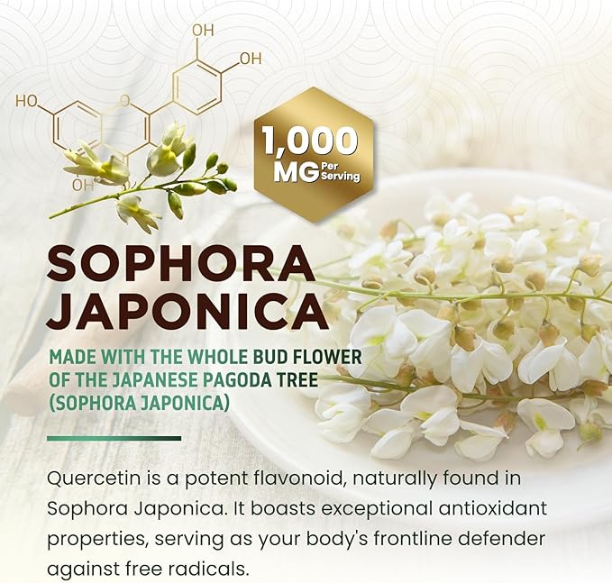 Quercetin Dihydrate 1000mg per Serving - Premium Plant-Based Bioflavonoids - Extra Strength Antioxidant Immune & Respiratory Health Support - High Absorption Quercetin Dihydrate - 120 Veggie Capsules