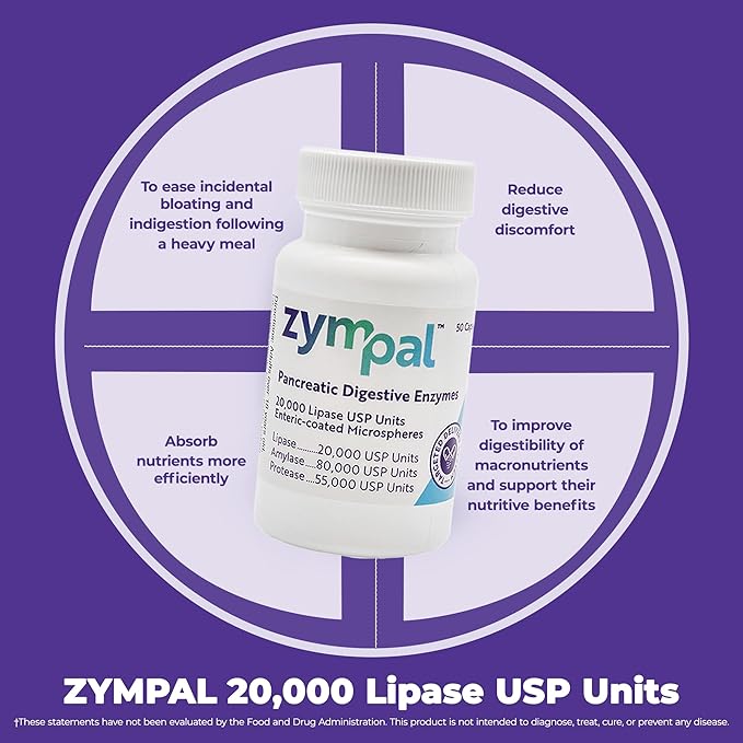 Pancreatic Digestive Enzymes 20,000 Lipase USP Units – High-Potency Pancreatic Digestive Enzyme Supplement for Gas, Bloating & Indigestion Relief–Gut Health & Nutrient Absorption – 50 Capsules