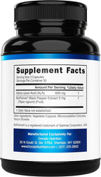Alpha Lipoic Acid 600mg per Serving 60 Capsules - Potent Antioxidant for Neuropathy and Cardiovascular Health (ALA Supplement) - Third Party Tested, Non-GMO, Gluten Free, Vegan & USA Made