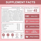 NATURE TARGET Probiotics-for-Women Prebiotics-and-Probiotics-Powder, 100-Billion-CFUs 45-Day-Supply, Women's-Probiotic with D-Mannose and Cranberry for Urinary Tract/Gut/Digestive Health