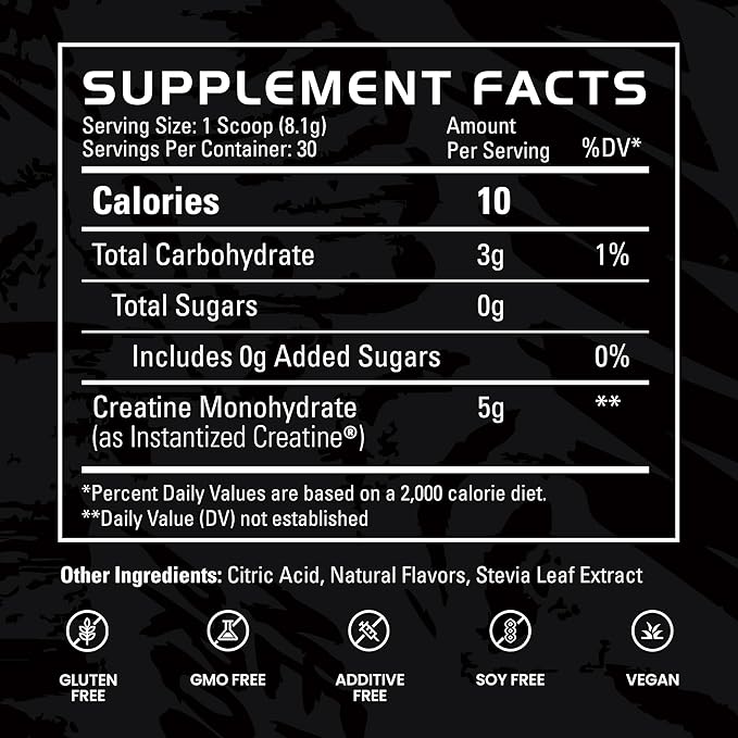 Gains in Bulk Instantized Creatine Monohydrate for Men & Women, Soluble Pre Workout Powder, Supports Muscle Building, Strength and Performance, Bodybuilding Supplements, Sour Raspberry, 30 Servings