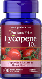 Puritan's Pride Premium Lycopene 10mg, Dietary Supplement for Prostate, Antioxidant, Heart Health, and Overall Health Support, 100 Softgels (Pack of 2)