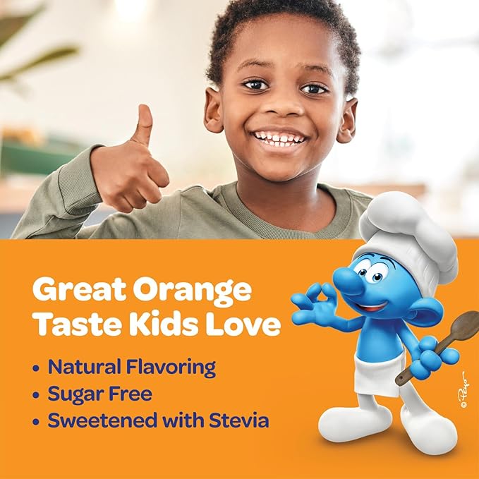 Smurfs Liquid Vitamin C for Kids Immune Support | High Strength Kids Vitamin C Drops | Ages 1 & Up | Vegan Non-GMO & No Artificial Flavors or Colors | No Added Sugar | Orange Flavor | 60 Servings
