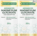 Nature's Bounty Calm Magnesium Glycinate Supplement - High Absorption Magnesium for Relaxed Mood, Heart & Bone Health, 90 Capsules (Pack of 2)