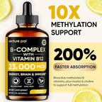 Venture Pal Vitamin B Complex Liquid Drops, B12 Methylcobalamin | B9 Folic | B1,B2,B3,B5,B6,B15 - Vitamin C, Choline, Inositol, Immune & Energy Metabolism, Brain & Heart Support