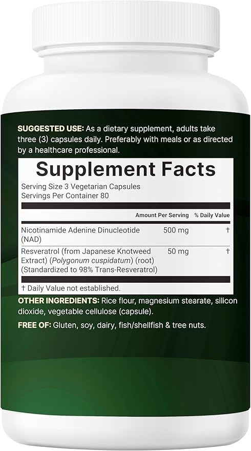 Micro Ingredients NAD+ 500mg with Resveratrol, 240 Veggie Capsules | 2-in-1 NAD Supplement for Women & Men | NMN Pathway Alternative | Non-GMO, Gluten Free