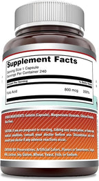Amazing Formulas Folic Acid | 800 Mcg | 240 Capsules | Vitamin B9 Supplement | Non-GMO | Gluten Free | Made in USA (2 Pack)