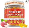 Berberine Supplement Gummies Sugar Free, Extra Absorption with Liposomal Berberine & Berberine HCI, Calcium, Magnesium, AMPK Activitor for Sugar & Level, Immune, Energy, Metabolism -Pack of 2