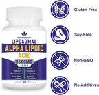 Liposomal Alpha Lipoic Acid 1600mg per Serving, ALA Supplement for Antioxidant Health,Energy and Metabolism, 60 Capsules