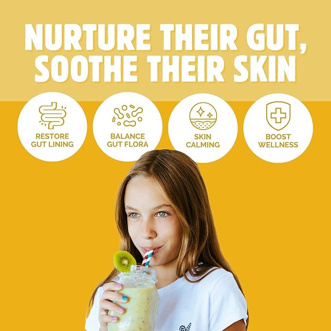 Root & Harmony Glutabiotics Kids Probiotic & L-Glutamine Powder – Daily Children's Gut Health, Skin & Immune Support Supplement, Unflavored, Dairy Free, Gluten Free, 10 Billion CFU, 30ct Bag
