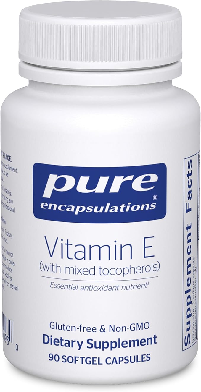 Pure Encapsulations Vitamin E (with Mixed Tocopherols) - Antioxidant Protection & Cellular Function - Contains Mixed Tocopherols - Non-GMO - 90 Softgel Capsules