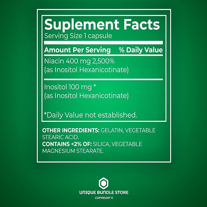 Niacin Flush Free 500mg – 60 Capsules, Vitamin B3 Niacinamide Supplement, Nicotinamide 500 mg, B3 Vitamins for Men and Women, Gluten Free (Pack of 1)
