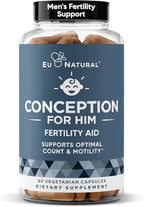 Eu Natural Conception for Him - Male Fertility Supplements with Ashwagandha, Folate & Zinc - Sperm Count, Motility & Strength Support - Fertility Support for Men, 60 Vegetarian Capsules