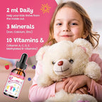 Liquid Iron Supplement for Kids, Women & Men - with Calcium, Zinc, Kids Multivitamin with Iron Drops - Blood Builder & Energy Support for Iron Deficiency, Anemia, Mixed Berry Flavor 4 Fl Oz