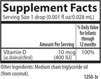 Carlson - Baby's Super Daily D3, Baby Vitamin D Drops, 400 IU (10 mcg) per Drop, 1-Year Supply, Vegetarian, Liquid Vitamin D Drops for Infants and Toddlers, Unflavored, 365 Drops