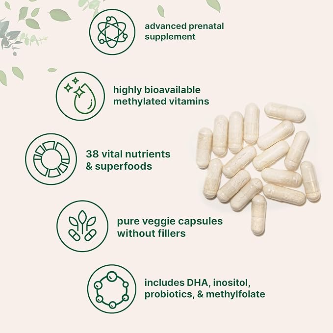 Micro Ingredients Pure Methylated Prenatal Vitamins for Women, 240 Veggie Capsules | 38-in-1 with DHA, Choline, Probiotics, Inositol, & Vitamin C, D, B Complex + Methylfolate, & Iron | No Fillers