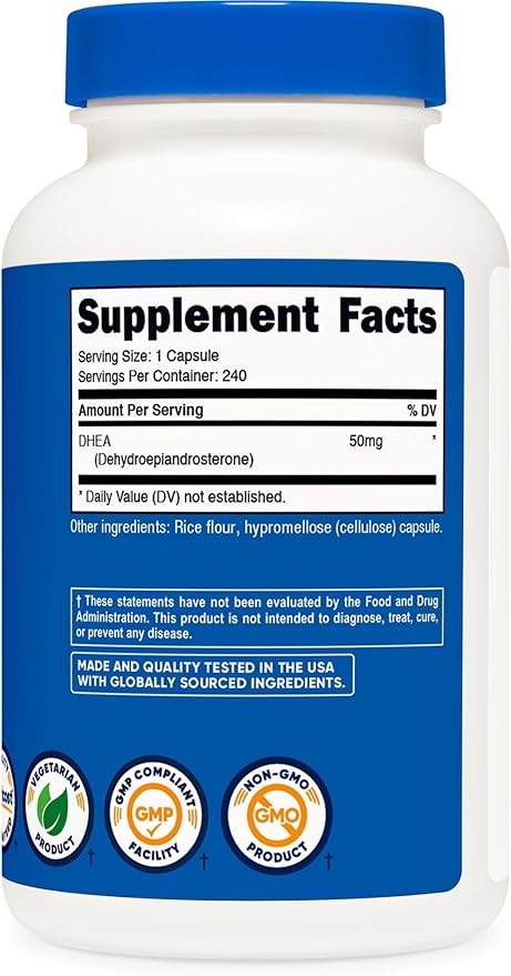Nutricost DHEA 50mg, 240 Capsules - Gluten Free, Soy Free, Non-GMO, Supplement (Pack of 2)