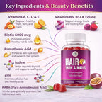 Grab The Gold Hair Skin & Nails Vitamins for Women | Gummies with 6000mcg Biotin & Collagen | 10 Essential Vitamin & Minerals | Gluten-Free, Non-GMO, Passion Fruit Flavor | 1 Month Supply, Made in USA