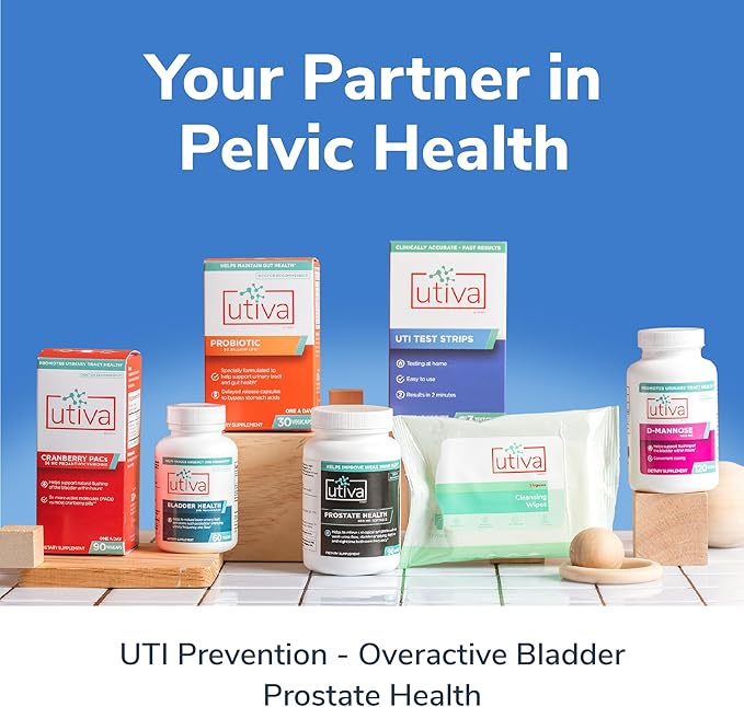 Szio+ 15% Bundle Utiva Cranberry PACs 30 Vegi Capsules + Bladder Health 60 Capsules + D-Mannose 500mg 120 Capsules + Probiotic 30 Delayed Release Vegi Capsules + Utiva UTI Test Strips