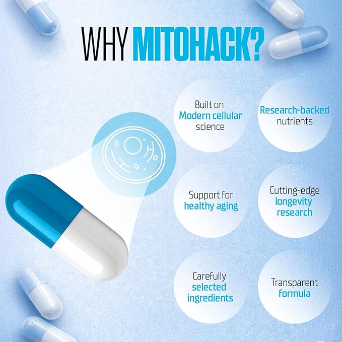 MITOHACK - 1000mg Urolithin A+ & 25mg Spermidine Supplements Designed with Advanced Mitochondrial Formula for Longevity & Anti-Aging, Promotes Cellular Health, Muscle Strength, Stamina - 90 Capsules