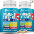 JB Wellness Co Immune Support 8 in 1 Capsules - Zinc Supplement, Vitamin D3, Vitamin C and Elderberry - Immune Booster with Echinacea, Ginger Root, and Turmeric - [2-Pack]