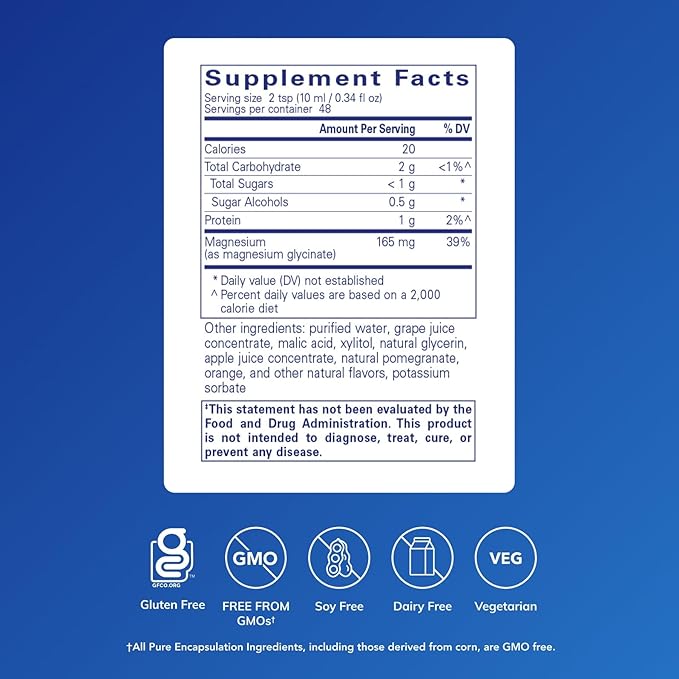 Pure Encapsulations Magnesium Glycinate Liquid - Supports Bone Health & Heart Health* - Vegan, Gluten Free & Non-GMO - 16.2 fl oz