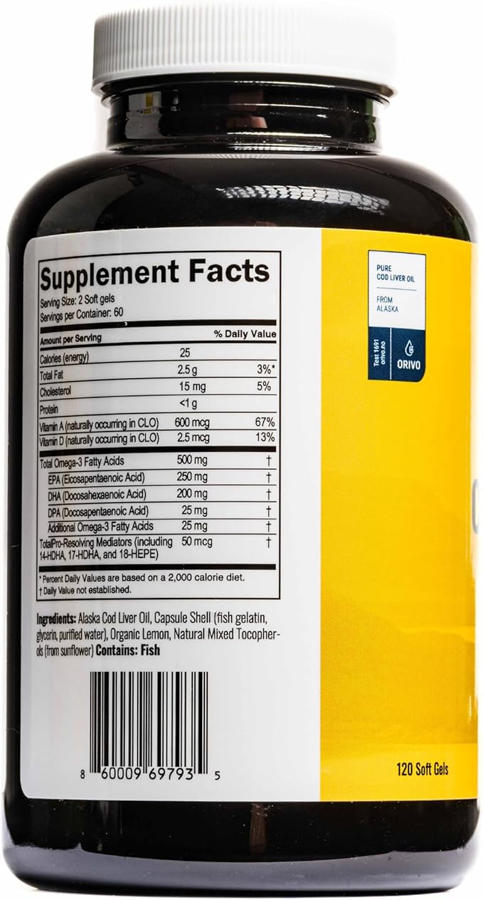 On Target Living Alaskan Cod Liver Oil 120 Soft Gels | Line Caught in The USA | Naturally Occurring Vitamin D | Rich in Omega 3 DHA/EPA