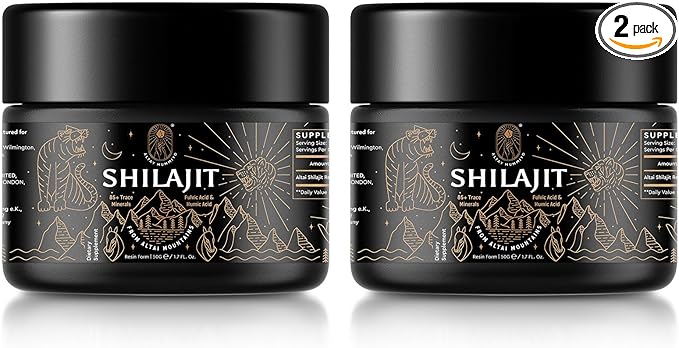 Shilajit Resin with Fulvic Acid & Trace Minerals, Original Siberian Shilajit Pure with 85+ Humic Acid Supplement for Energy & Immune System - 100 Serving / 50g (2 Pack), Gel